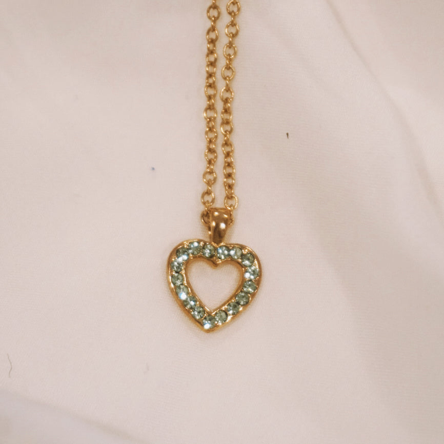 Vintage Green Heart Necklace