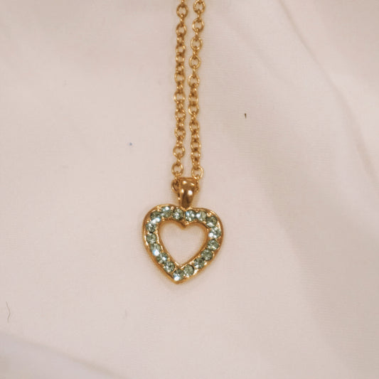 Vintage Green Heart Necklace