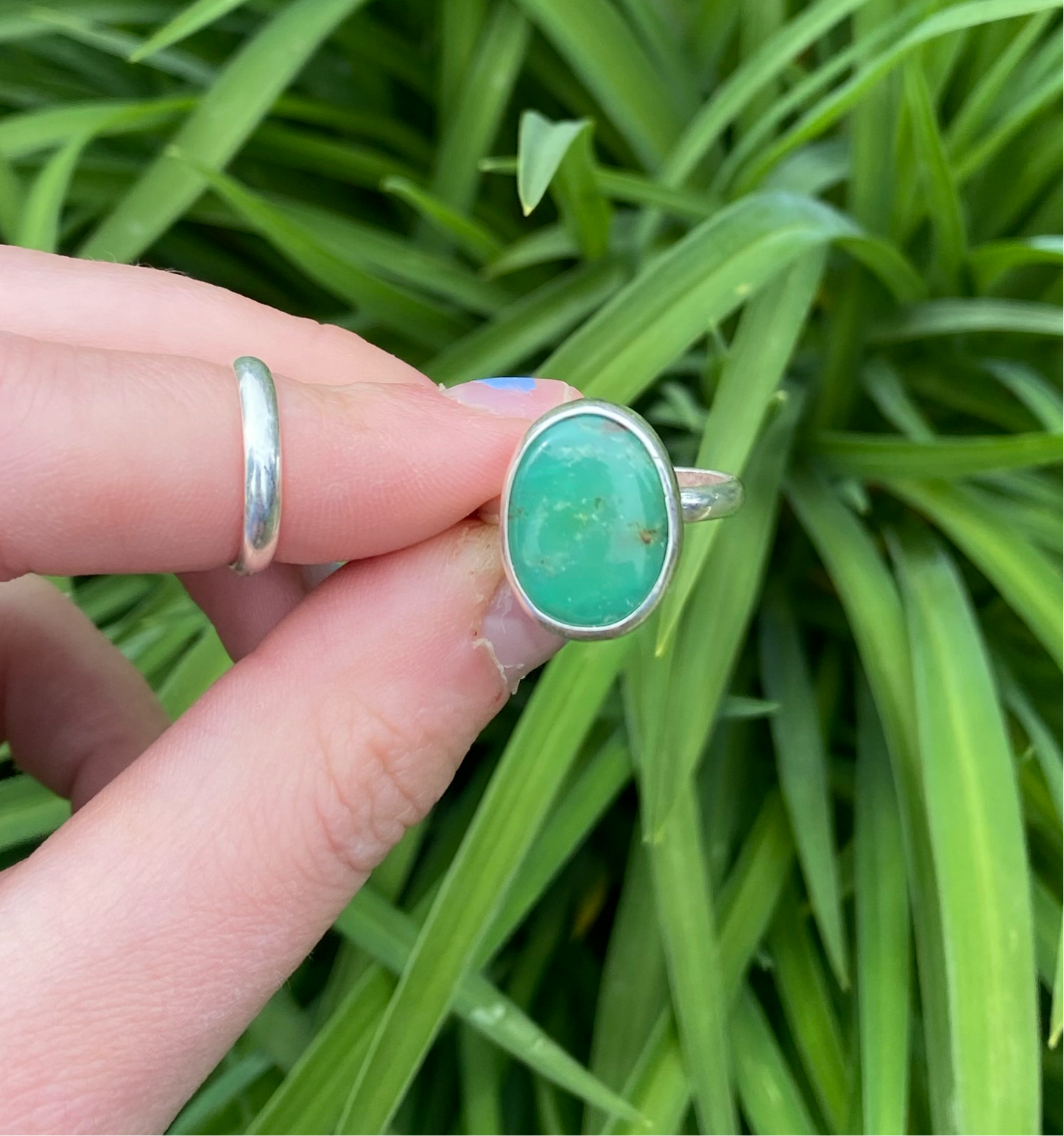 Green Aventurine Sterling Silver Gem Ring