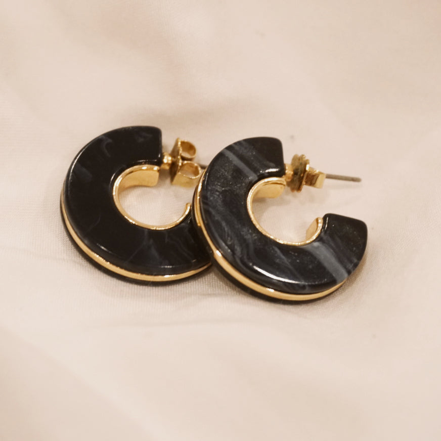 Vintage Marbled Hoop Earrings