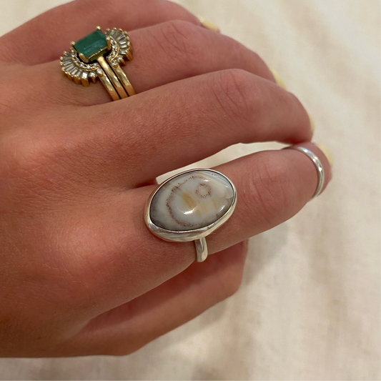 Swirly Agate Sterling Silver Gem Ring