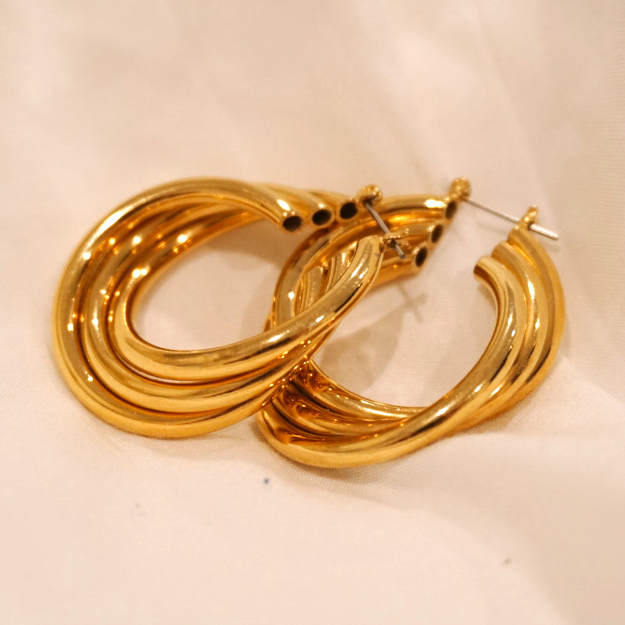 Vintage 3-ring Hoop Earrings