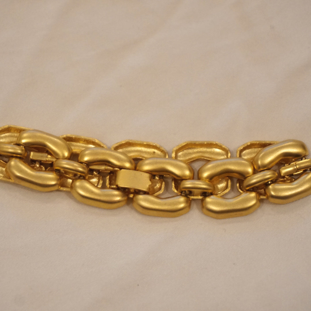 Vintage Matted Gold Chain Bracelet