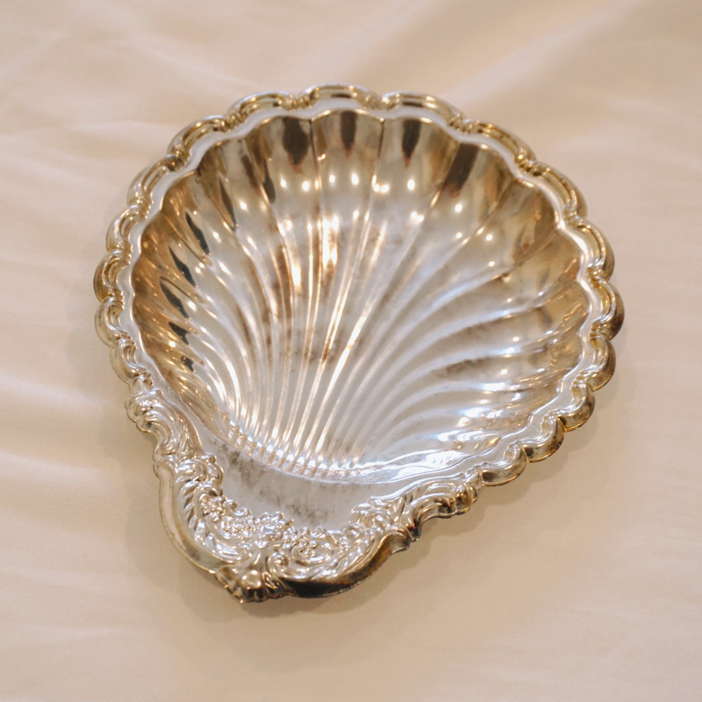 Vintage Silver Plate Shell Jewelry Dish