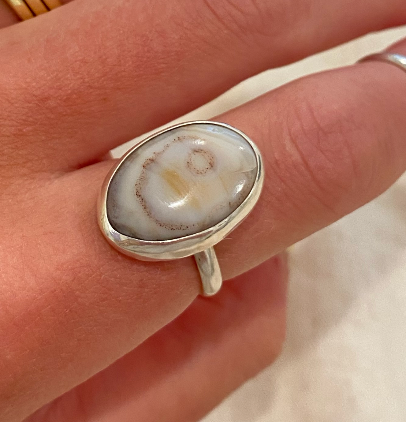 Swirly Agate Sterling Silver Gem Ring