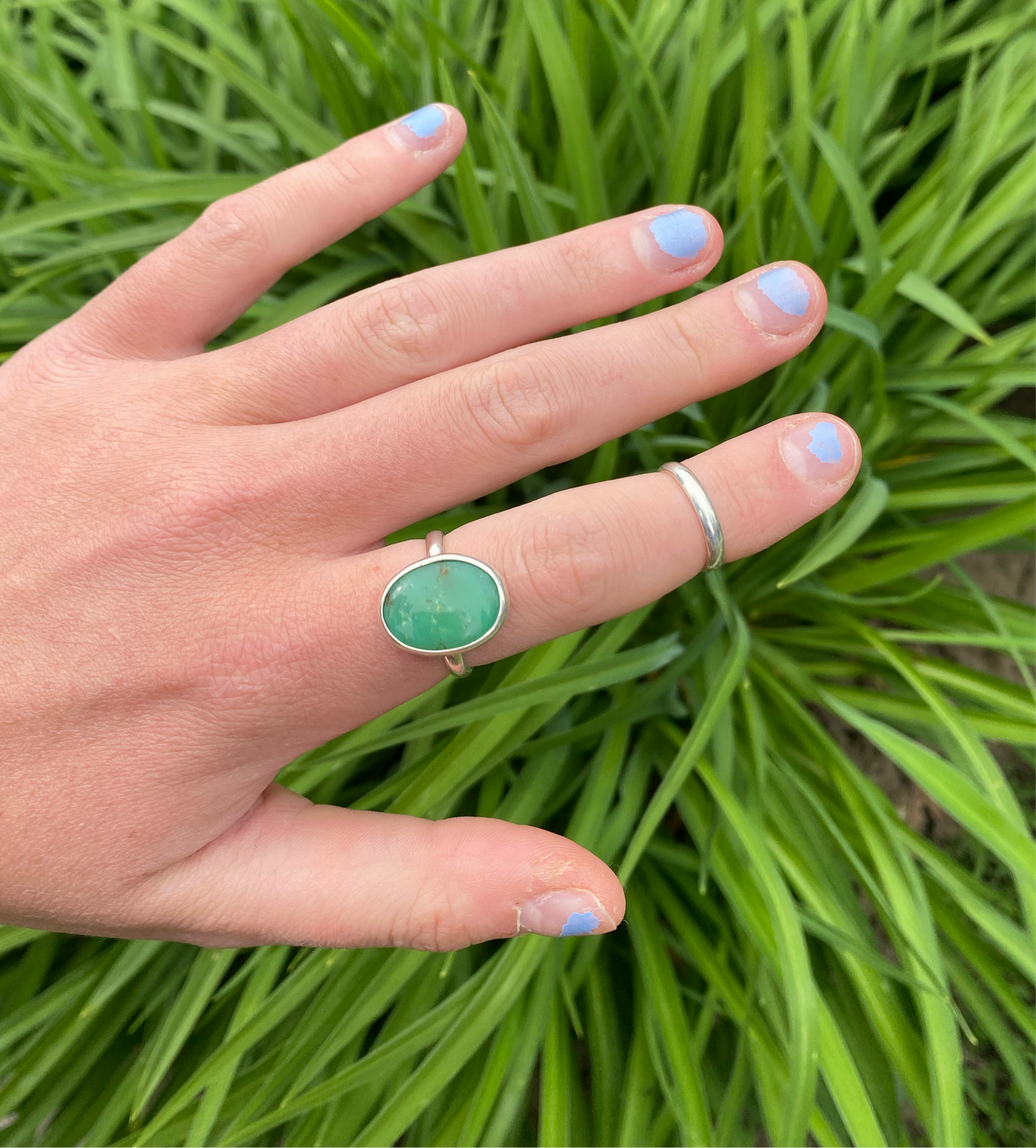 Green Aventurine Sterling Silver Gem Ring