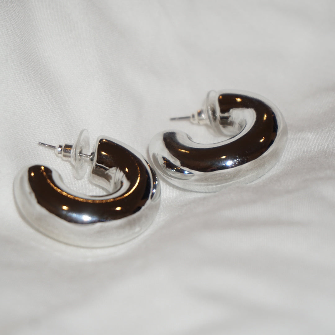 Vintage Silver Chunky Hoops