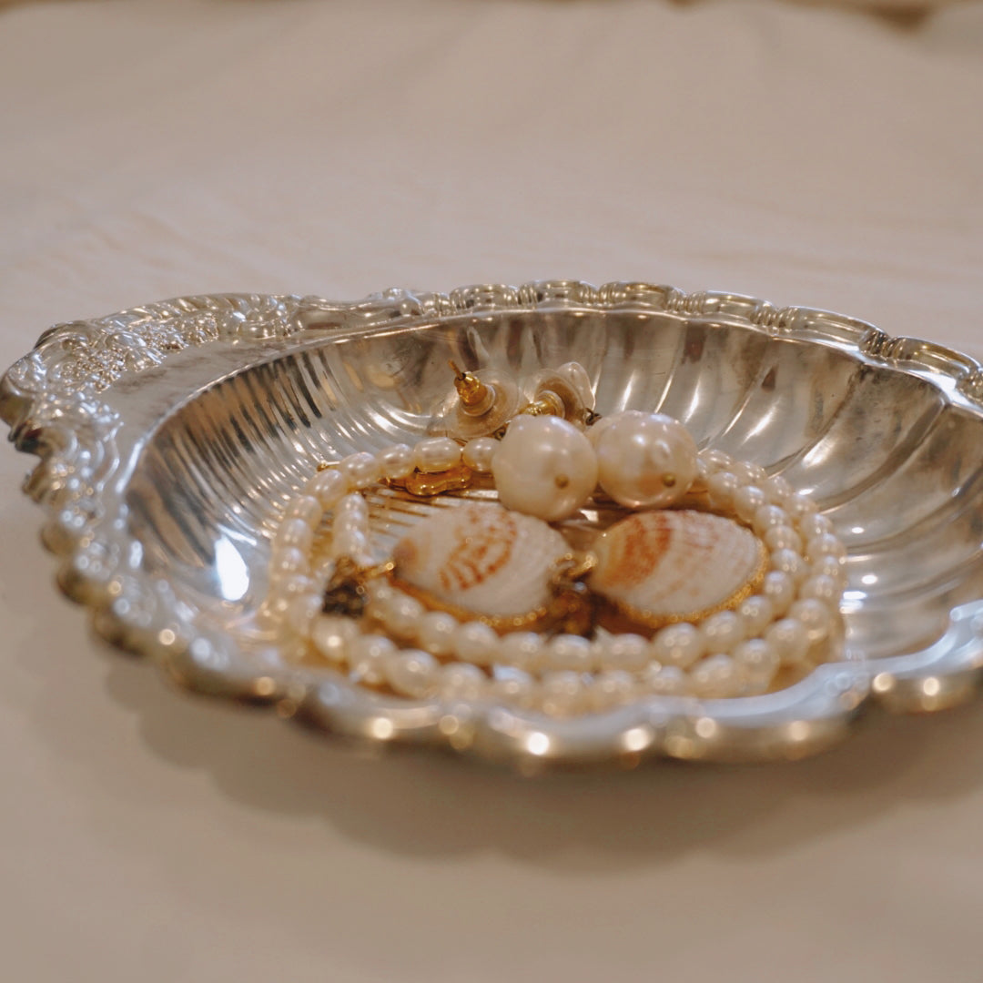 Vintage Silver Plate Shell Jewelry Dish