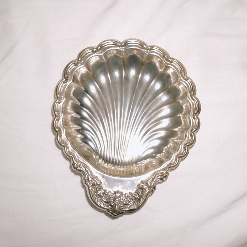 Vintage Silver Plate Shell Jewelry Dish