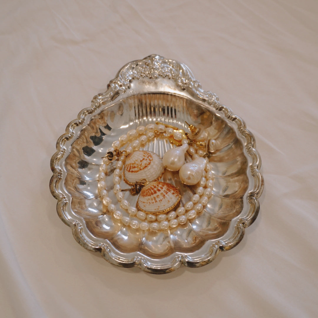 Vintage Silver Plate Shell Jewelry Dish