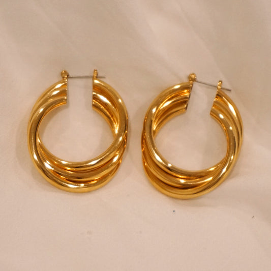 Vintage 3-ring Hoop Earrings