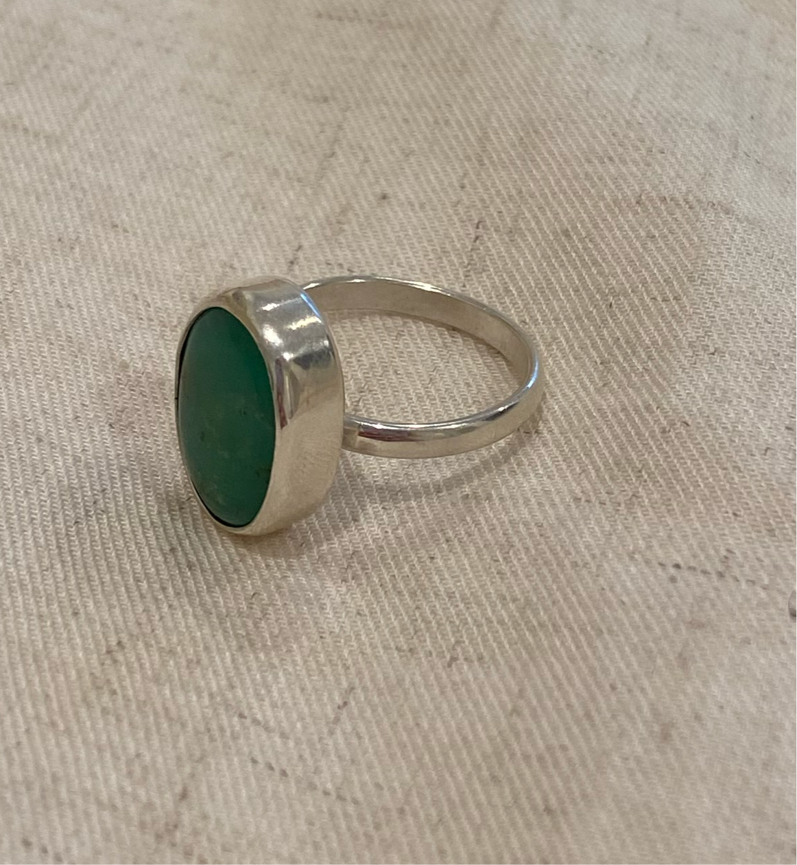 Green Aventurine Sterling Silver Gem Ring