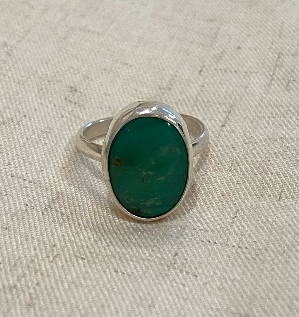 Green Aventurine Sterling Silver Gem Ring