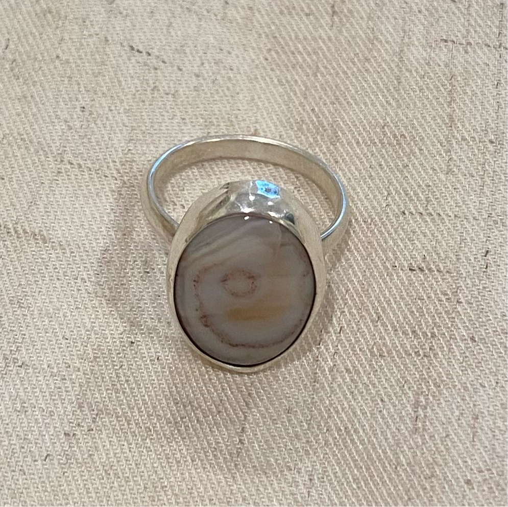 Swirly Agate Sterling Silver Gem Ring